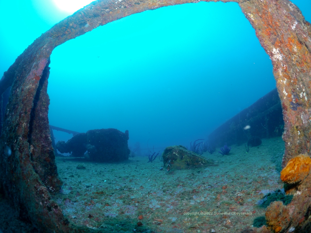 Wreck parts on the sea bed